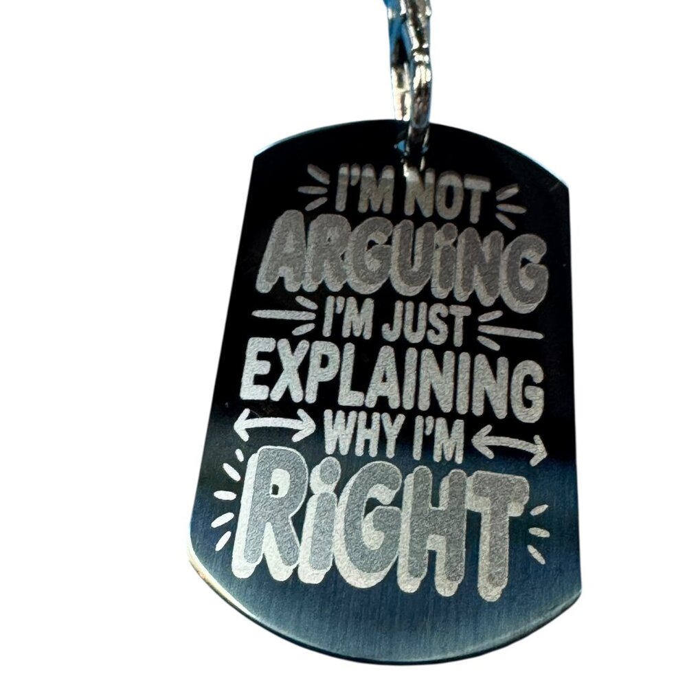 Funny Style Keychain with Sassy Quotes, Black Metal, 1.96 x 1.1 inches